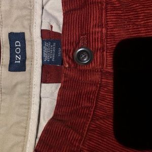 IZOD RED CORDUROYS.